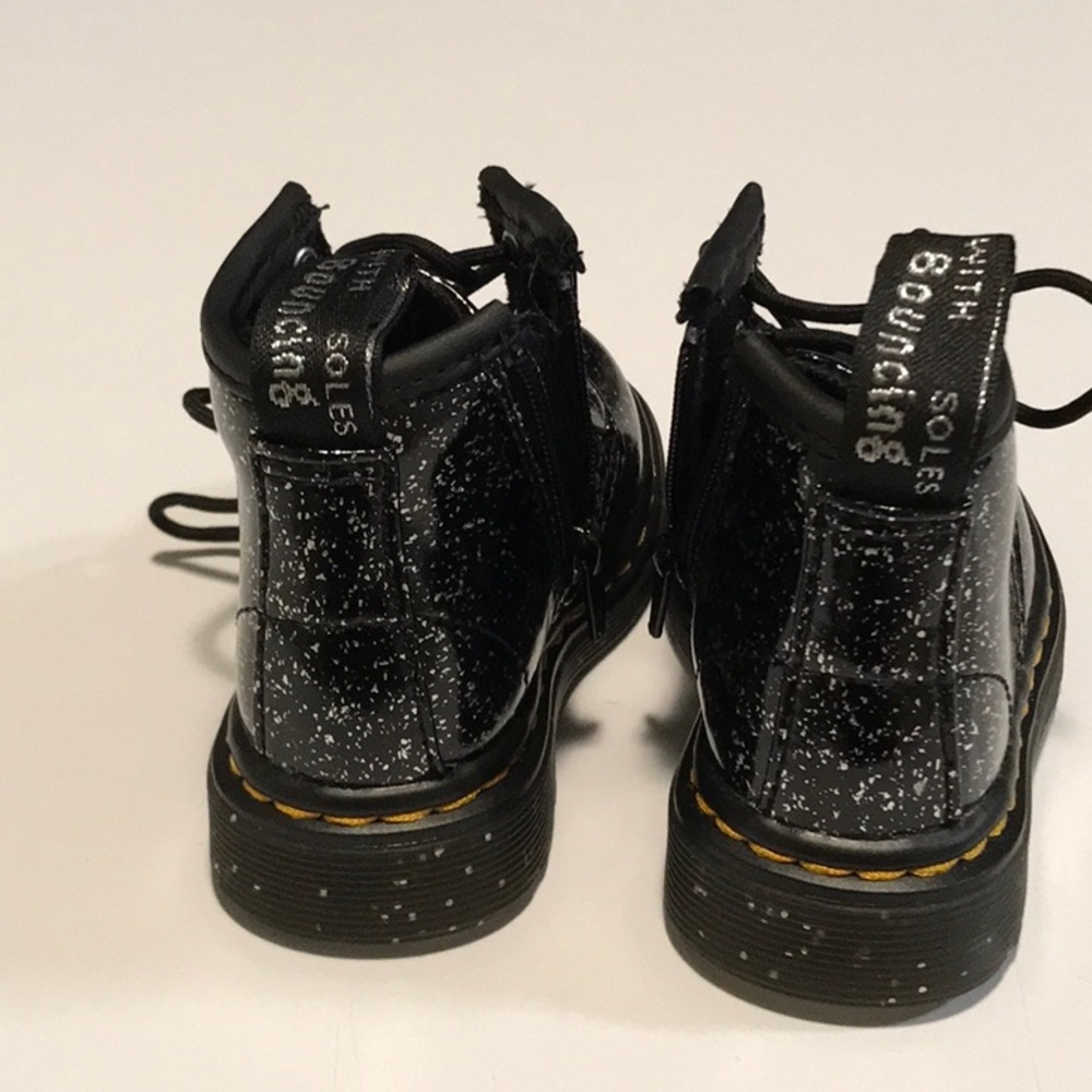 New Toddler Dr Martens black sparkle combat boots - size 4 - Picture 4 of 8